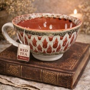 Meritage Stoneware Oversized Mug ☕ Rustic Terracotta Drip Glaze Tea Cup